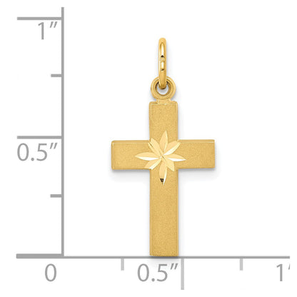 14K Yellow Gold Small Diamond-Cut Cross Pendant