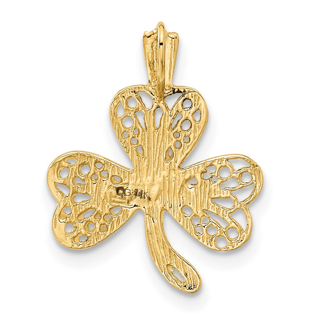 14K Yellow Gold Filigree Shamrock Charm