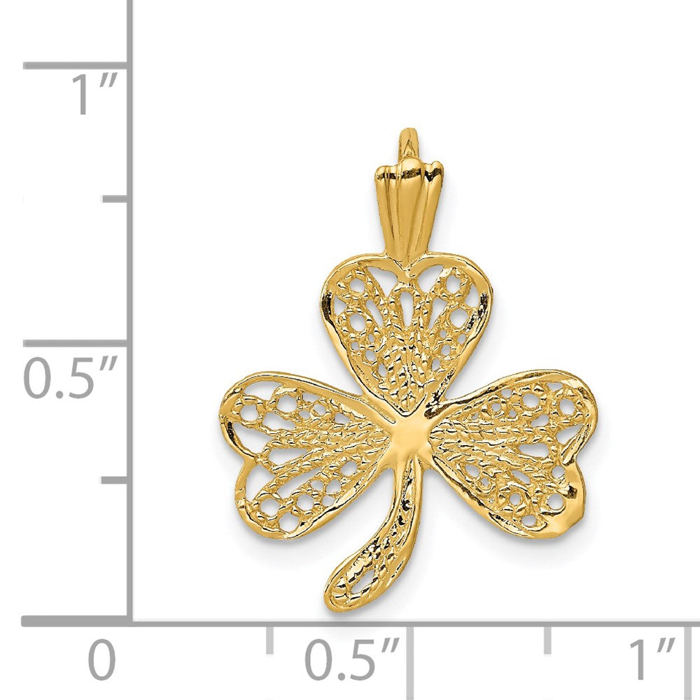 14K Yellow Gold Filigree Shamrock Charm