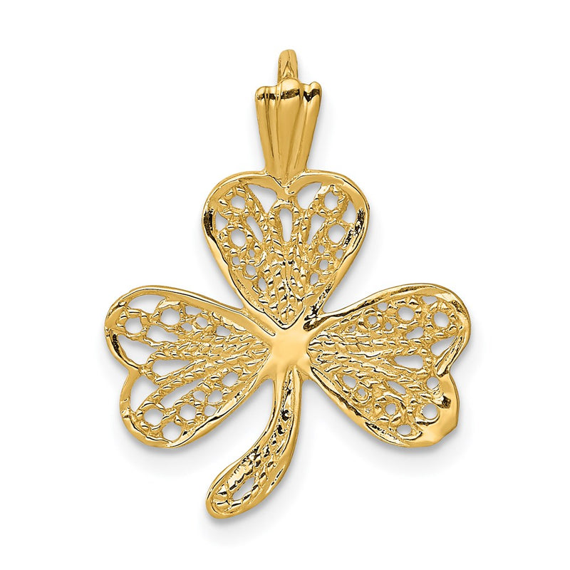 14K Yellow Gold Filigree Shamrock Charm