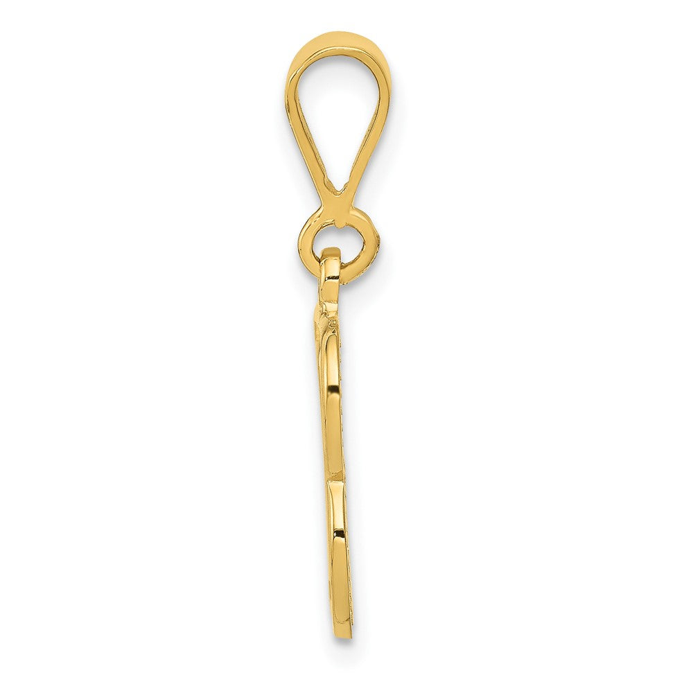 14K Yellow Gold Textured Initial B Charm