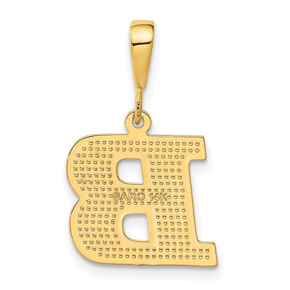 14K Yellow Gold Textured Initial B Charm