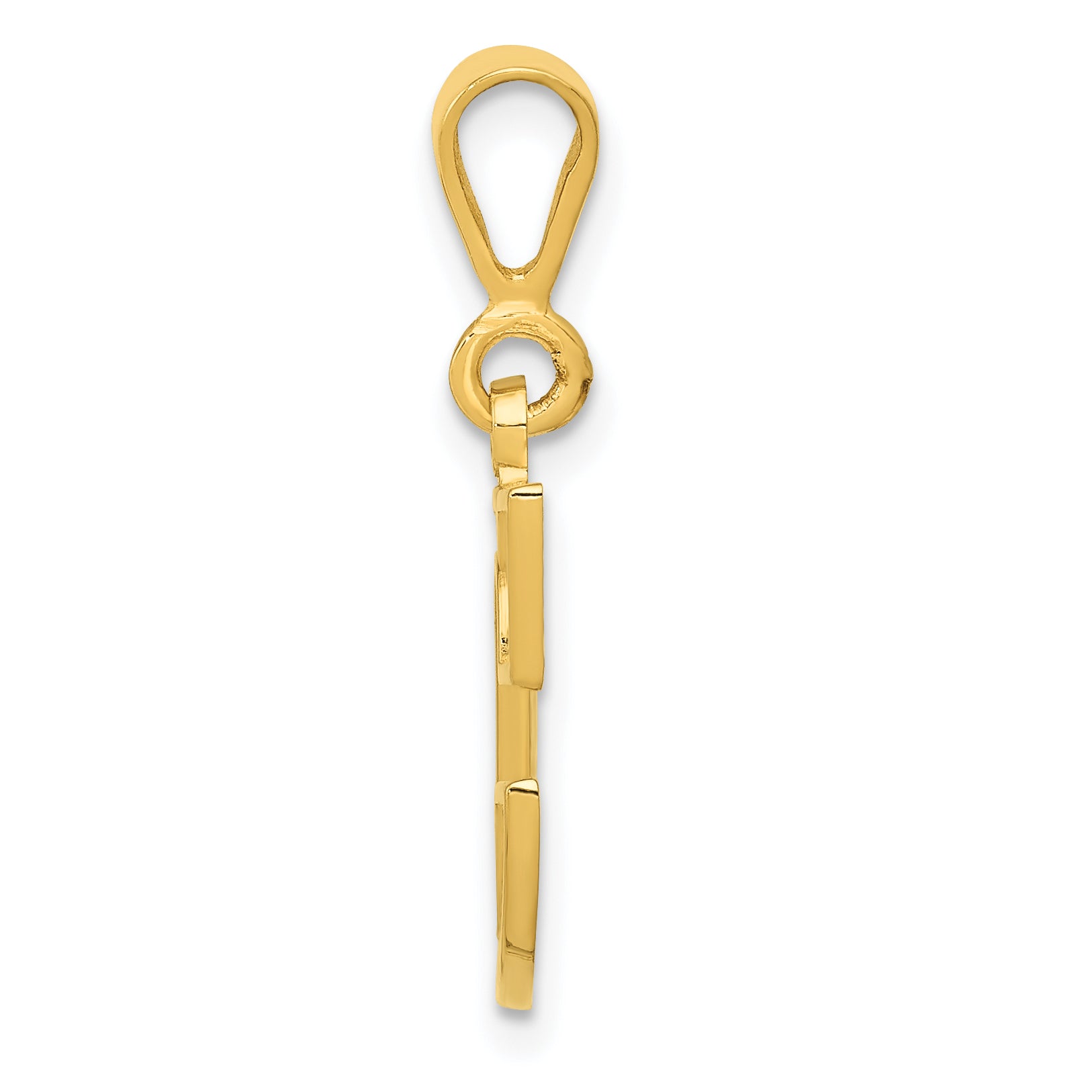 14K Yellow Gold Textured Initial C Charm