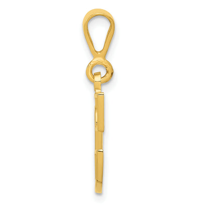 14K Yellow Gold Textured Initial C Charm