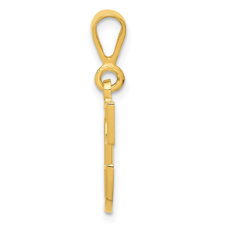 14K Yellow Gold Textured Initial C Charm