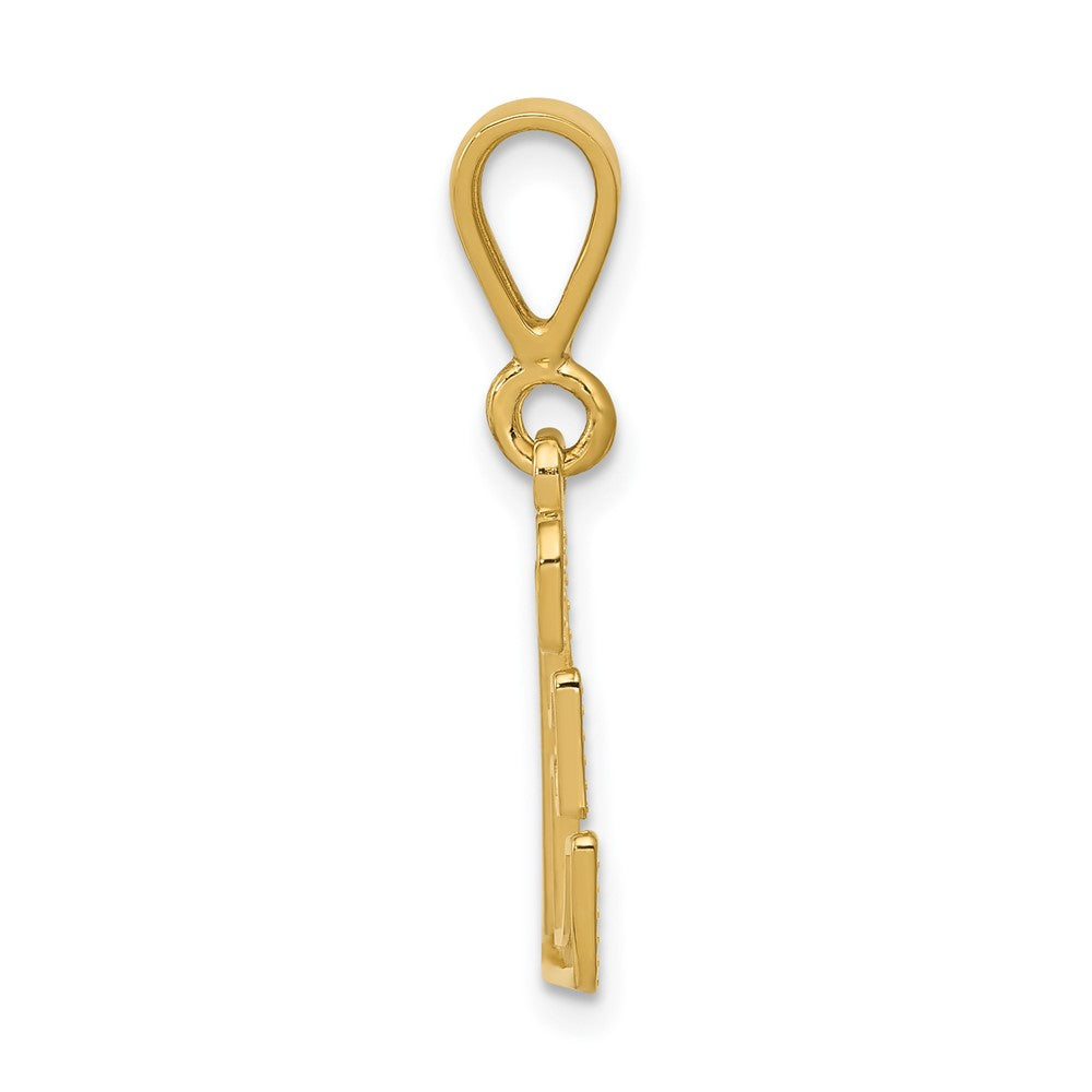 14K Yellow Gold Textured Initial E Charm