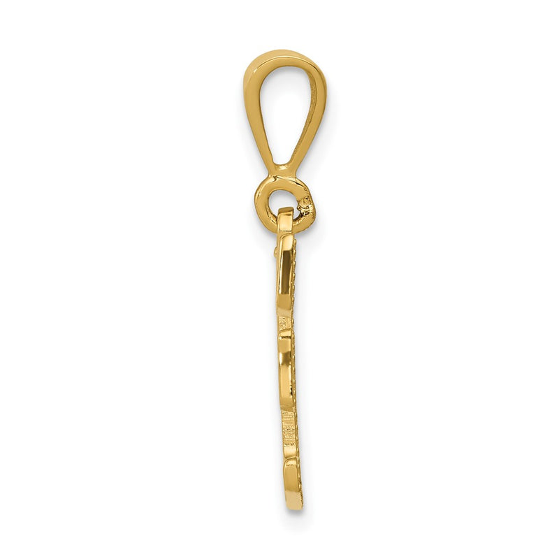 14K Yellow Gold Textured Initial F Charm