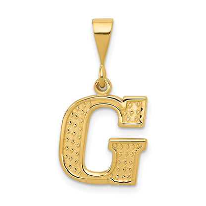 14K Yellow Gold Textured Initial G Charm