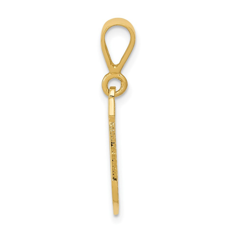 14K Yellow Gold Textured Initial J Charm