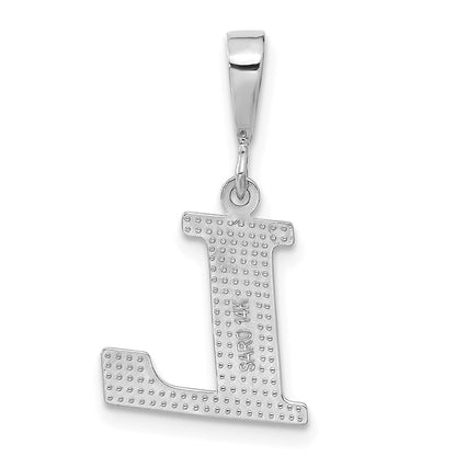 14K White Gold Textured Initial L Charm