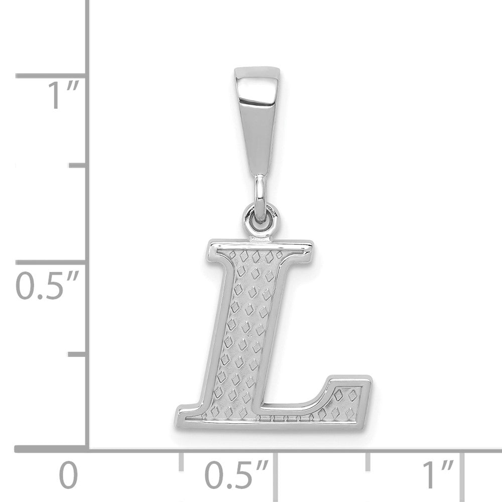 14K White Gold Textured Initial L Charm