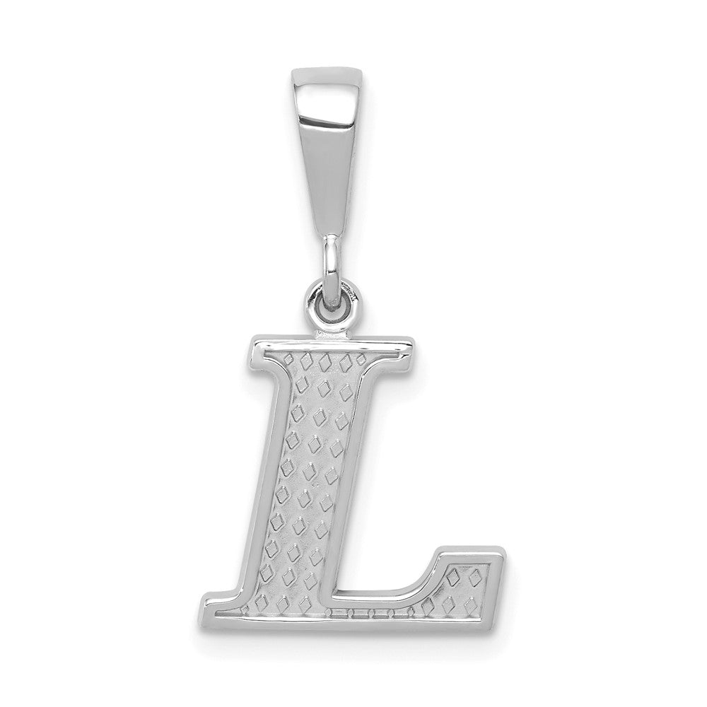 14K White Gold Textured Initial L Charm