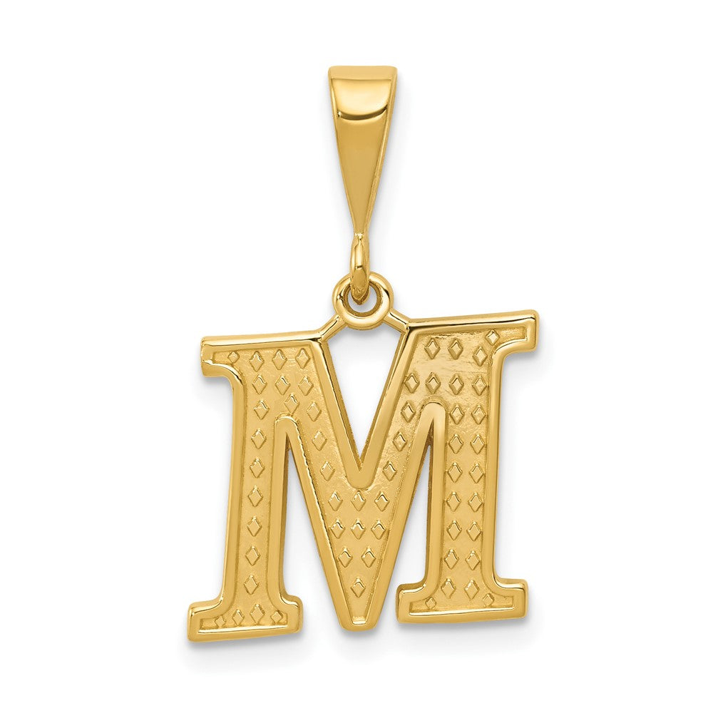 14K Yellow Gold Textured Initial M Charm