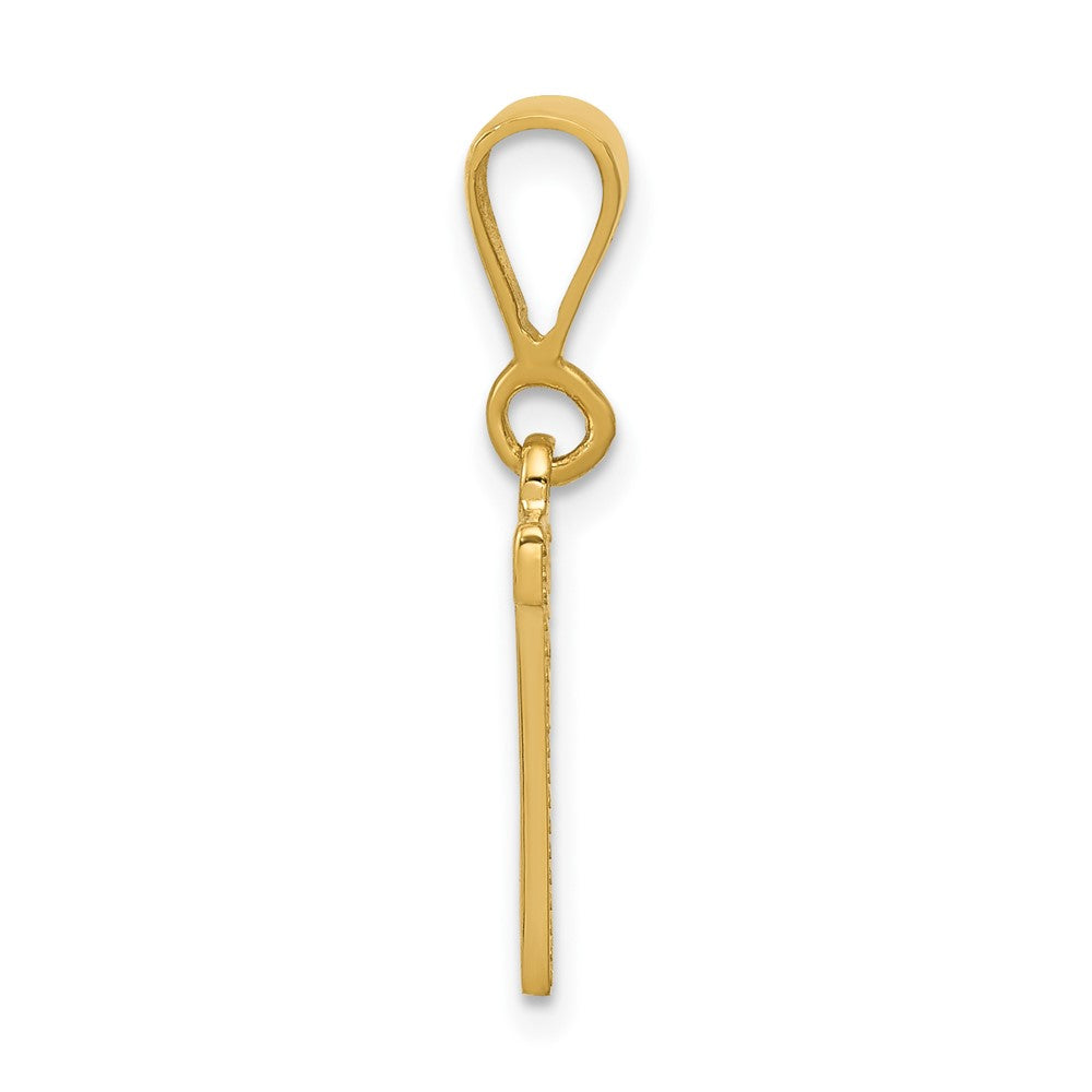 14K Yellow Gold Textured Initial N Charm
