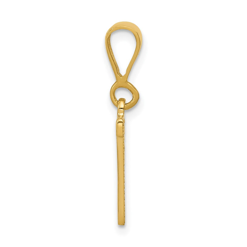 14K Yellow Gold Textured Initial N Charm