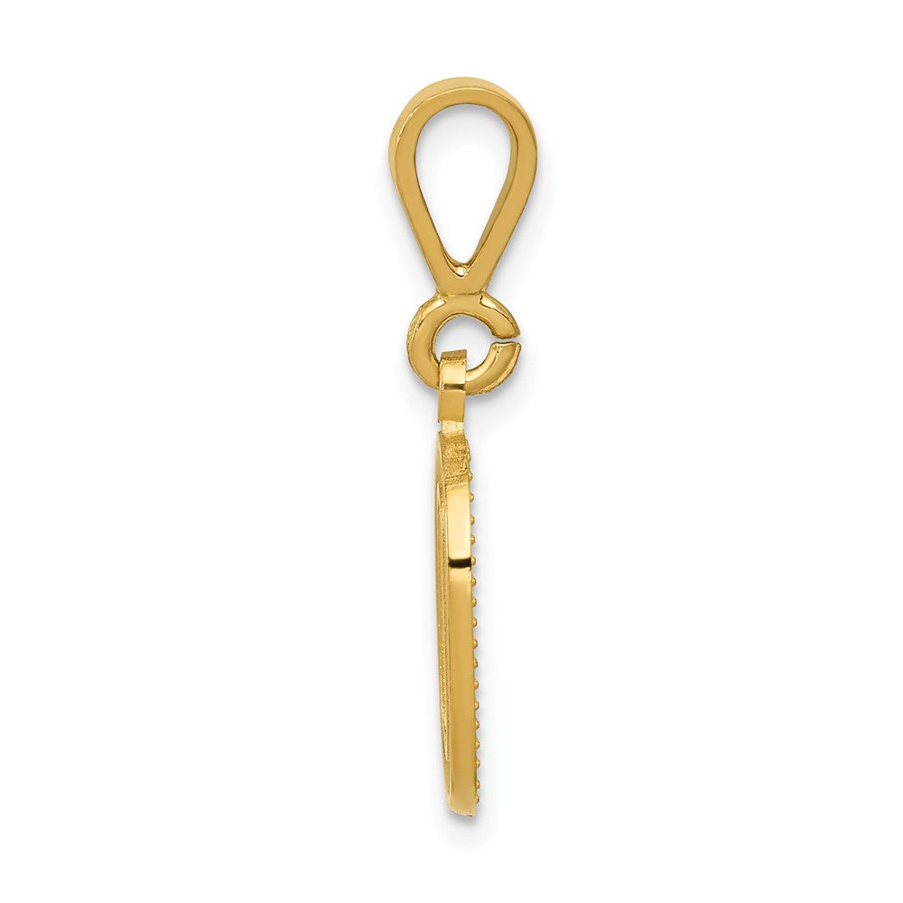 14K Yellow Gold Textured Initial O Charm
