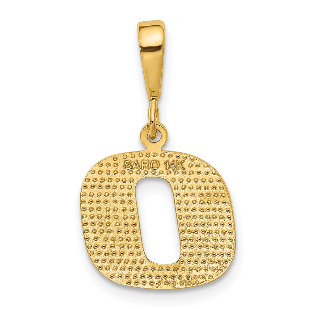 14K Yellow Gold Textured Initial O Charm