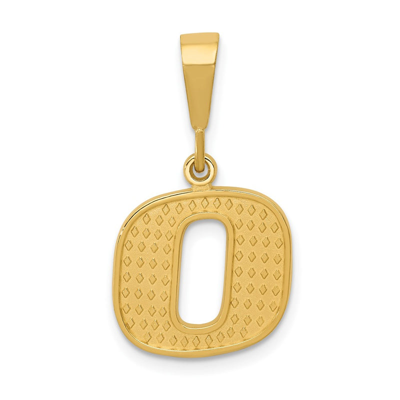 14K Yellow Gold Textured Initial O Charm