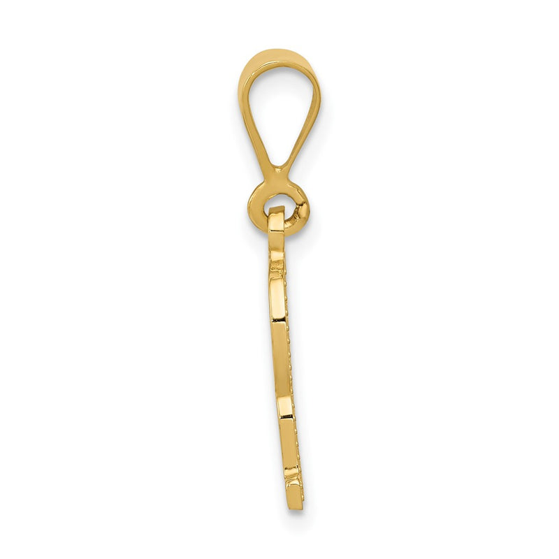 14K Yellow Gold Textured Initial R Charm