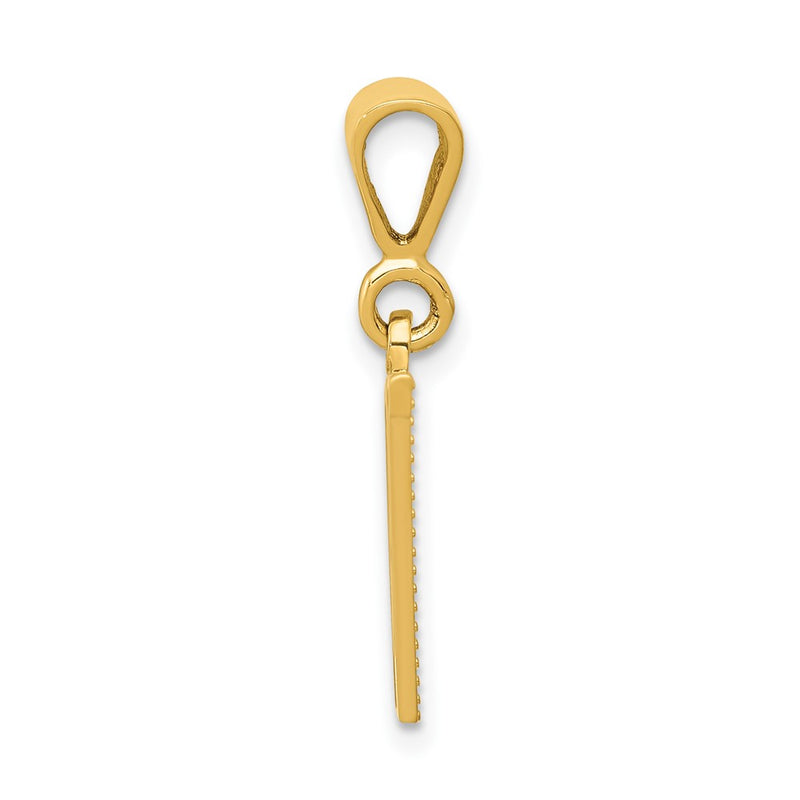 14K Yellow Gold Textured Initial V Charm
