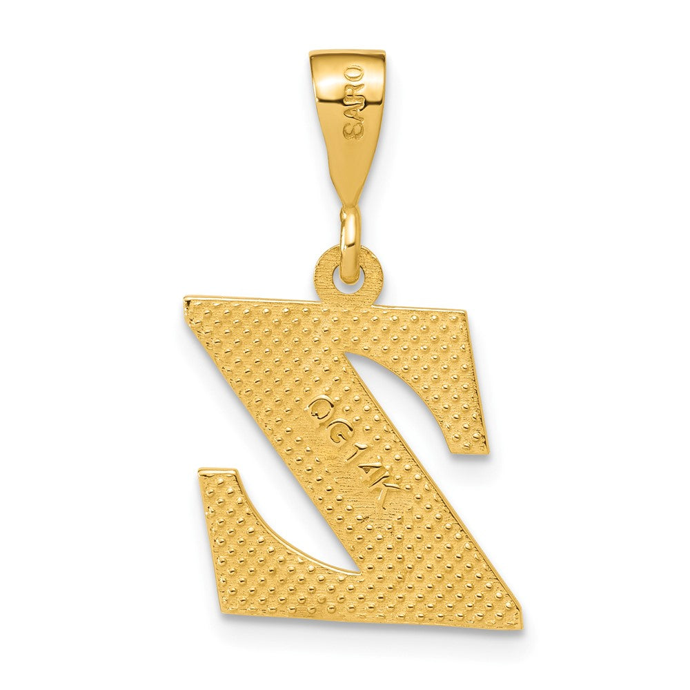 14K Yellow Gold Textured Initial Z Charm