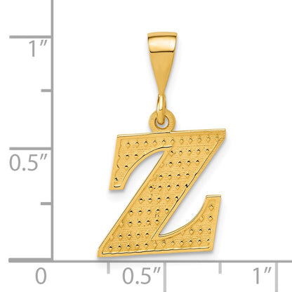 14K Yellow Gold Textured Initial Z Charm