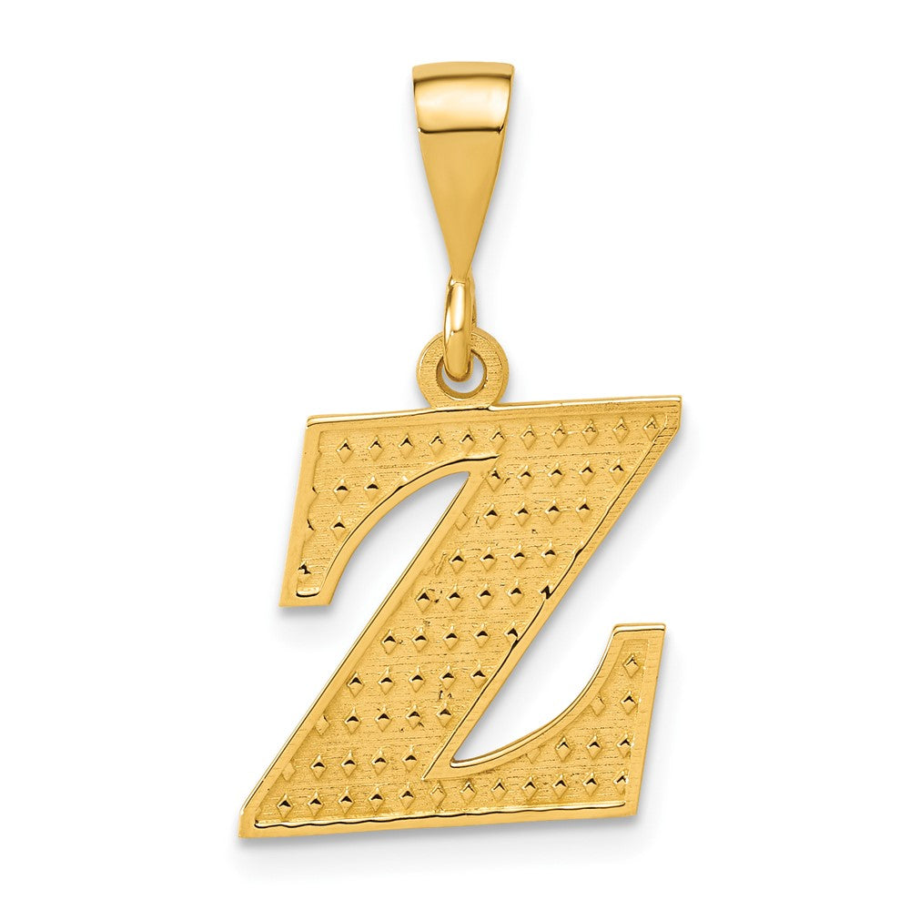 14K Yellow Gold Textured Initial Z Charm
