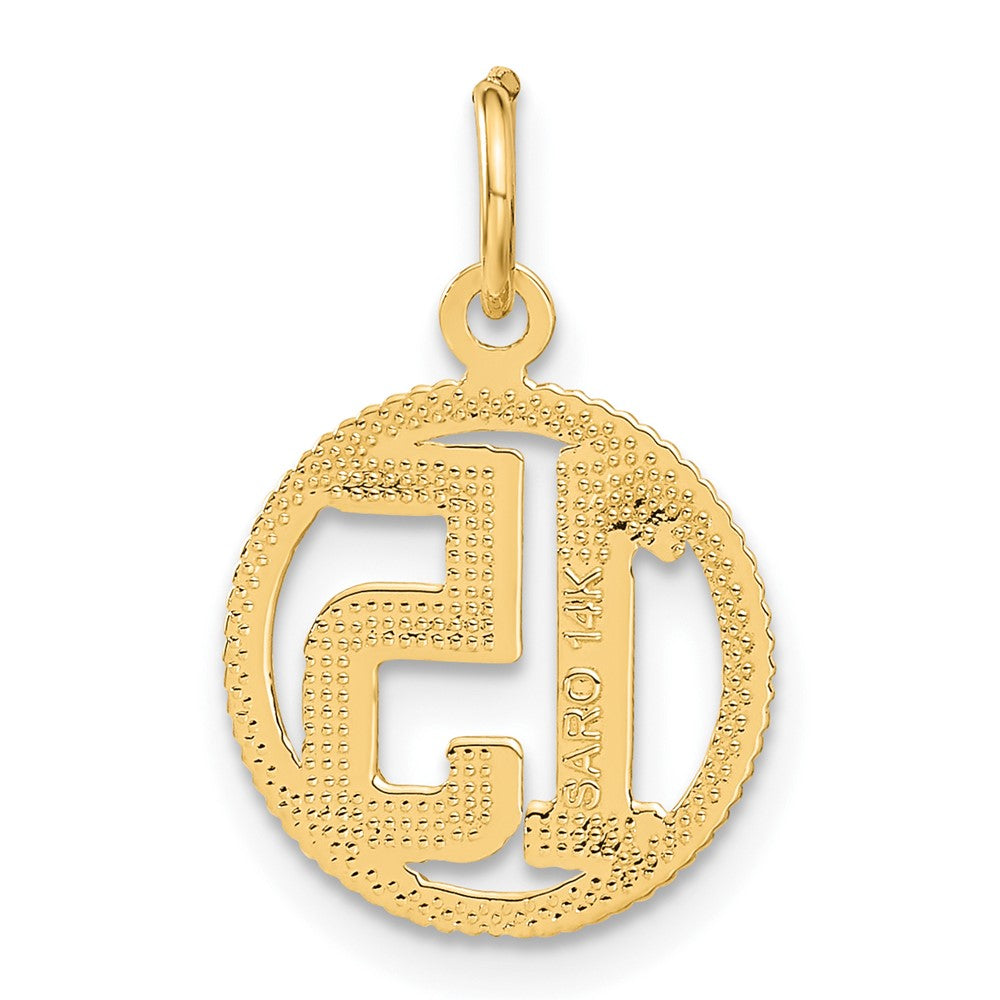 14K Yellow Gold #15 Circle Pendant