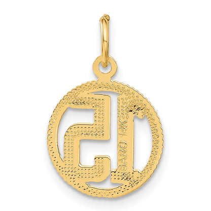 14K Yellow Gold #15 Circle Pendant