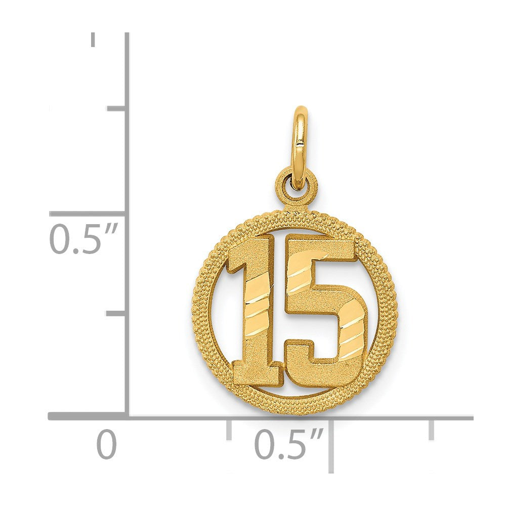 14K Yellow Gold #15 Circle Pendant