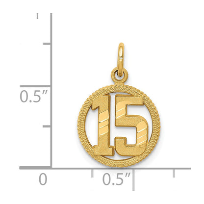 14K Yellow Gold #15 Circle Pendant