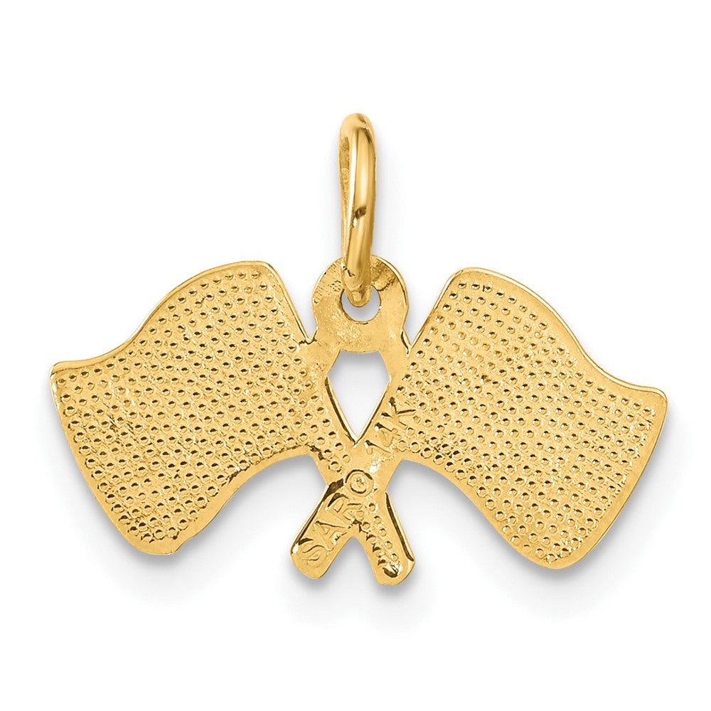 14K Yellow Gold Racing Flags Charm