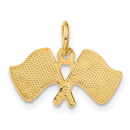 14K Yellow Gold Racing Flags Charm