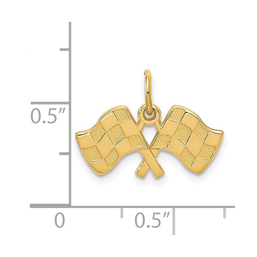 14K Yellow Gold Racing Flags Charm