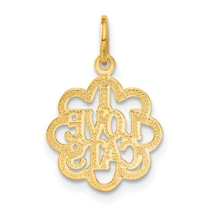 14K Yellow Gold I Love Cats Charm