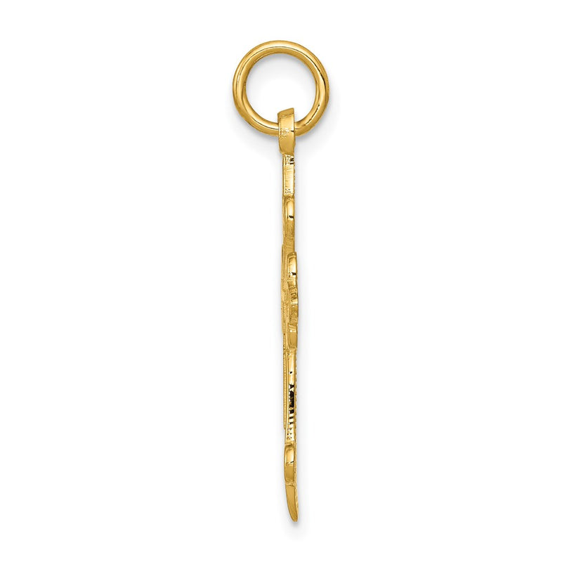 14K Yellow Gold Fleur De Lis Cross Pendant