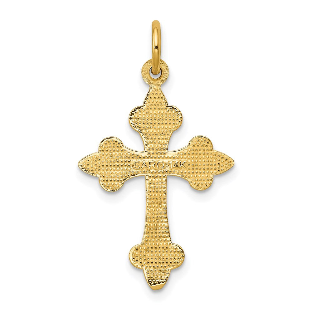 14K Yellow Gold Fleur De Lis Cross Pendant