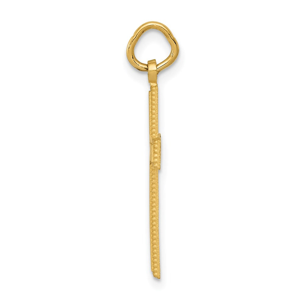 14K Yellow Gold Diamond-Cut Cross Pendant