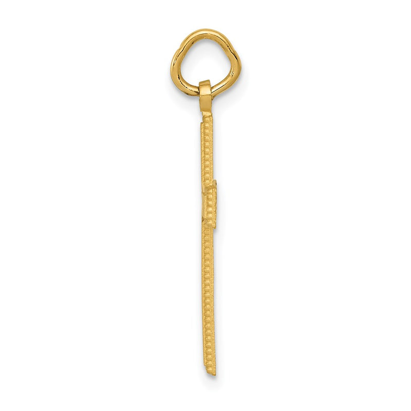 14K Yellow Gold Diamond-Cut Cross Pendant