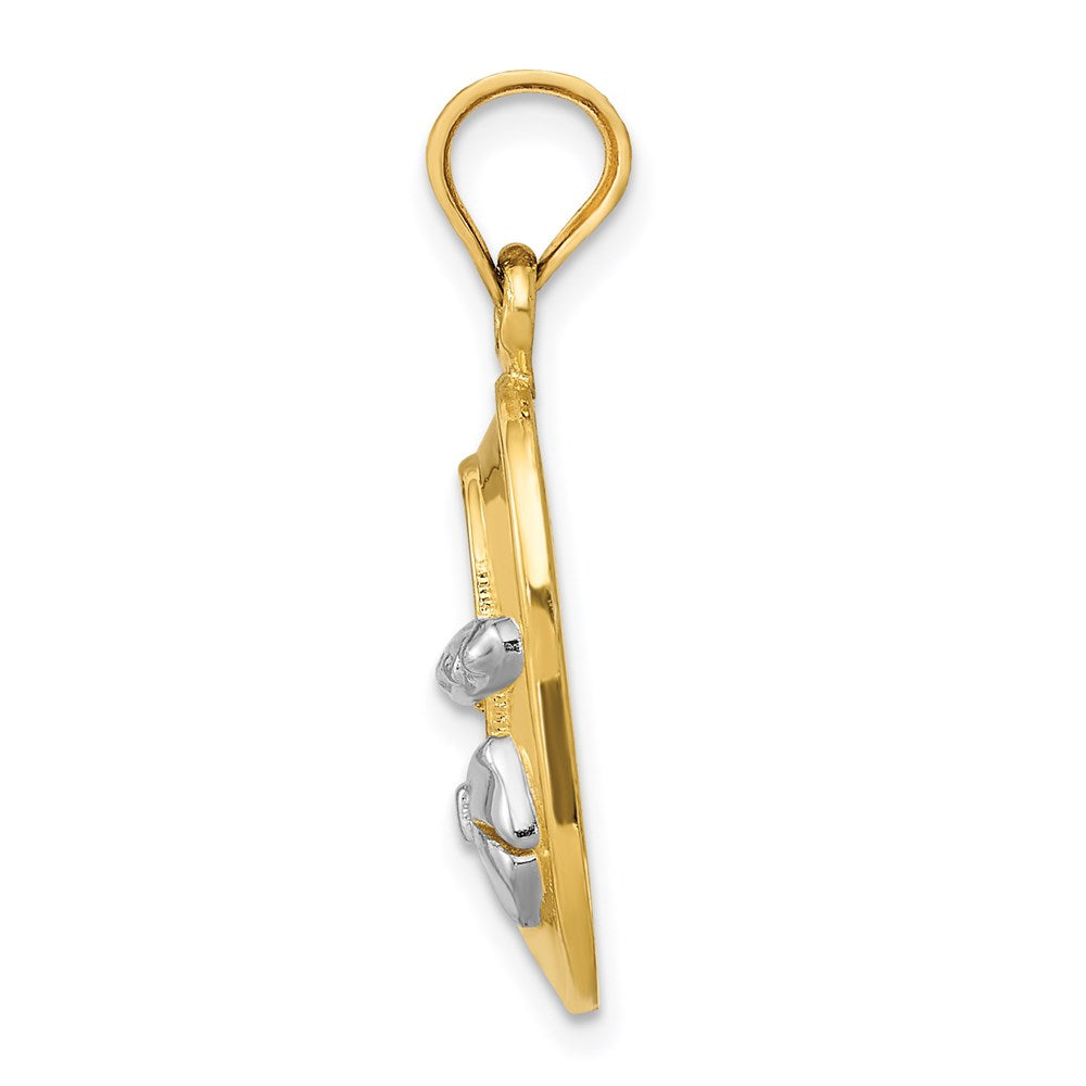 14K Yellow & Rhodium W/ White Polished Girl Shoe Pendant