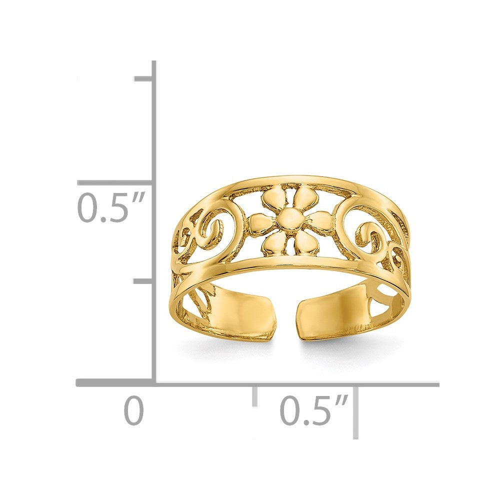 14K Yellow Gold Floral Toe Ring