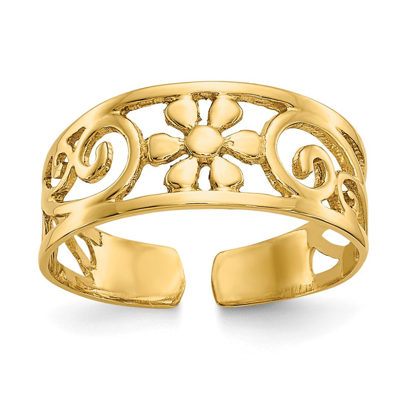 14K Yellow Gold Floral Toe Ring