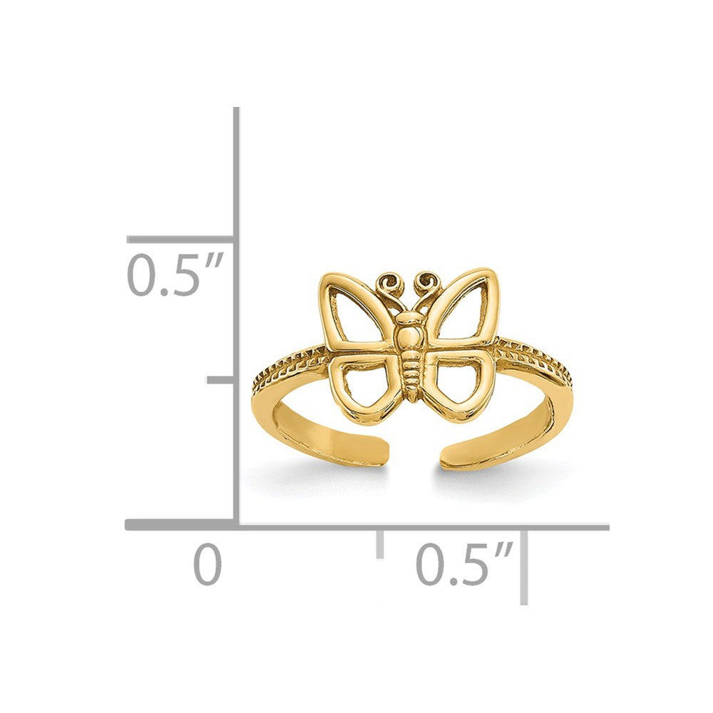 14K Yellow Gold Butterfly Toe Ring