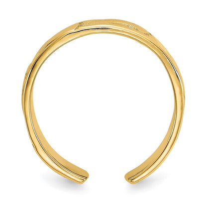 14K Yellow Gold Footprints Toe Ring