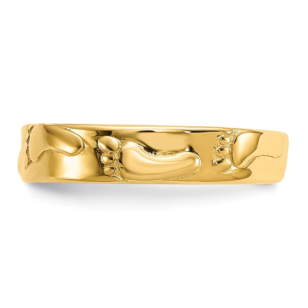 14K Yellow Gold Footprints Toe Ring