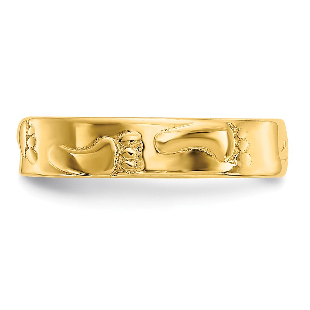 14K Yellow Gold Footprints Toe Ring