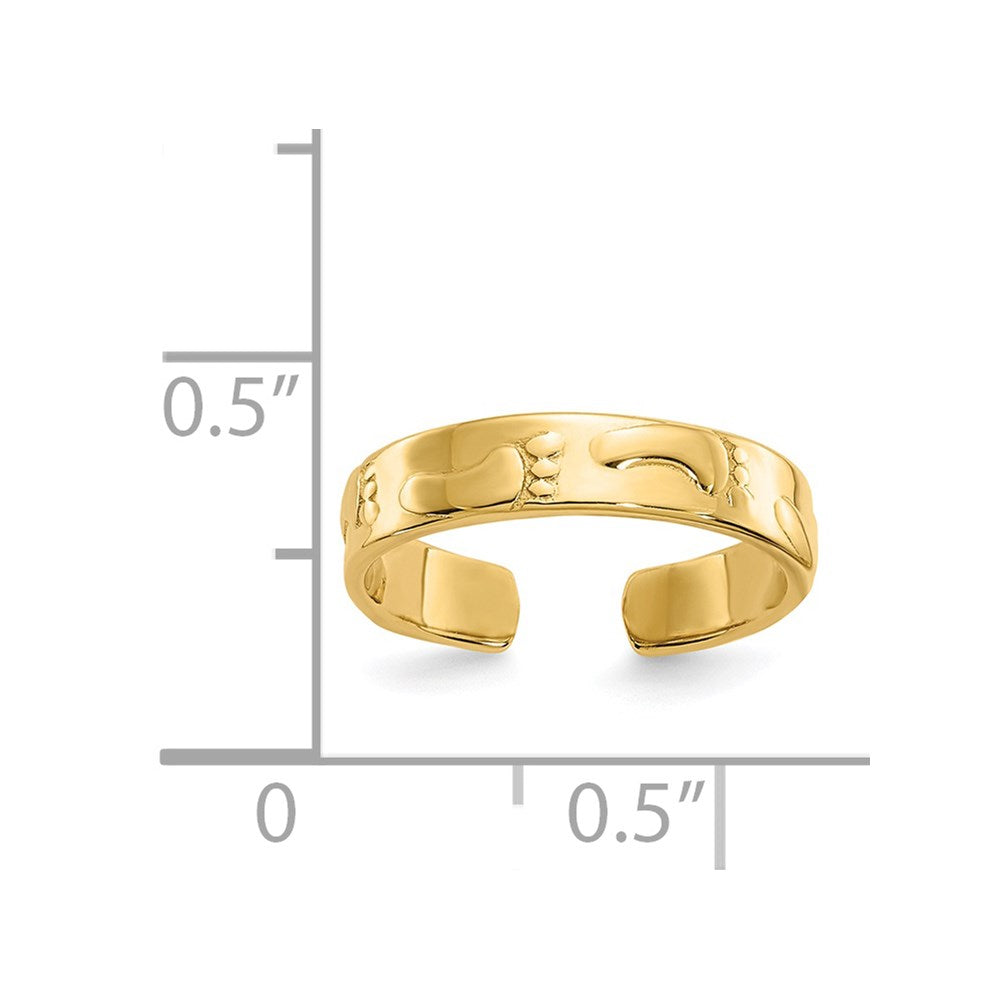 14K Yellow Gold Footprints Toe Ring