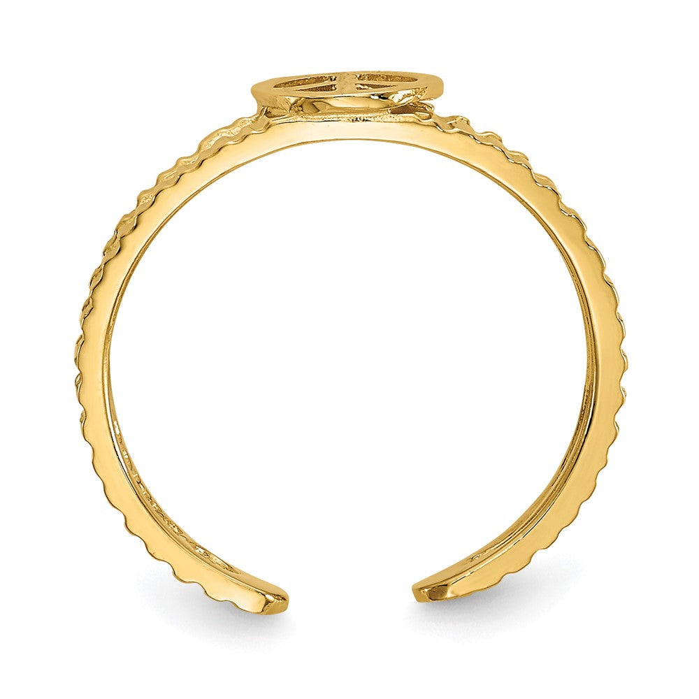 14K Yellow Gold Peace Sign Toe Ring