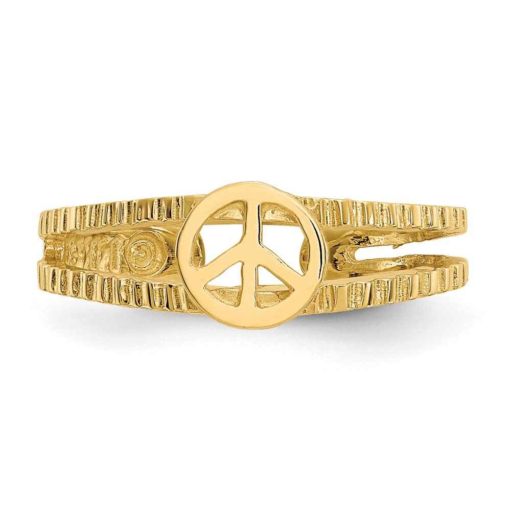14K Yellow Gold Peace Sign Toe Ring
