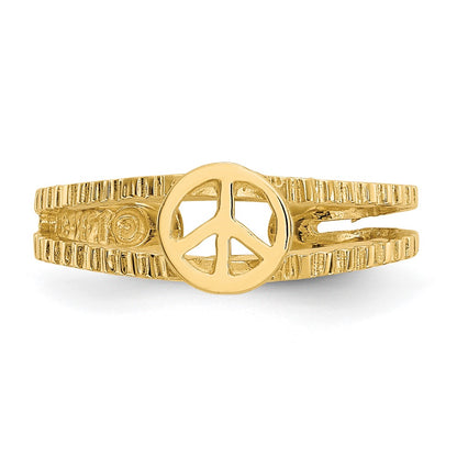 14K Yellow Gold Peace Sign Toe Ring